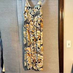 Tropical Strappy Midi Dress with Tropical Fabric